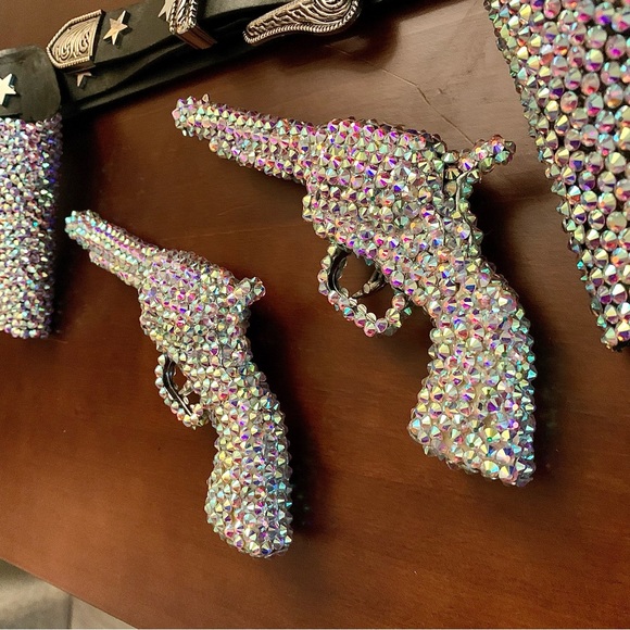 Handmade Custom Barbie Rhinestone Space Cowboy Western Guns and Holsters Belt - Picture 5 of 7